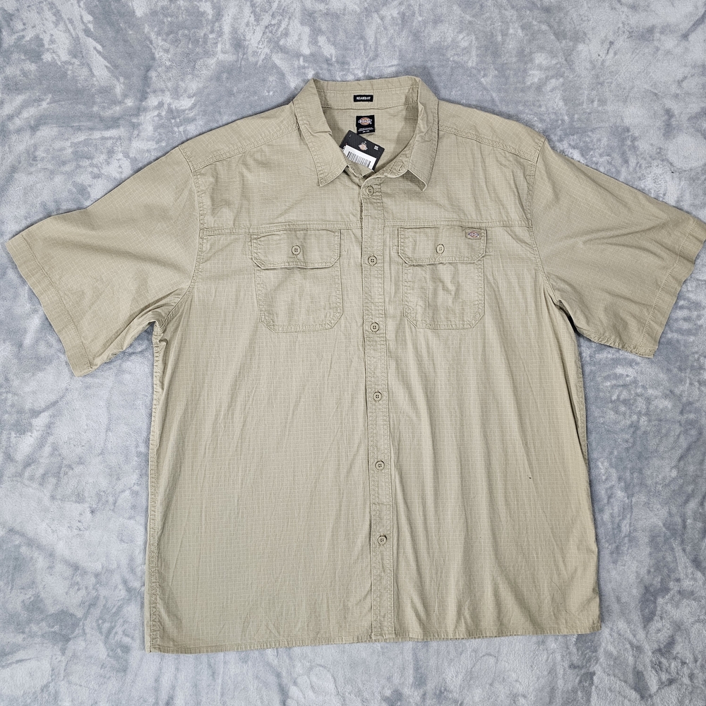 Dickies‎ Men’s Short Sleeve Button-Up Shirt in Khaki Sz 2XL